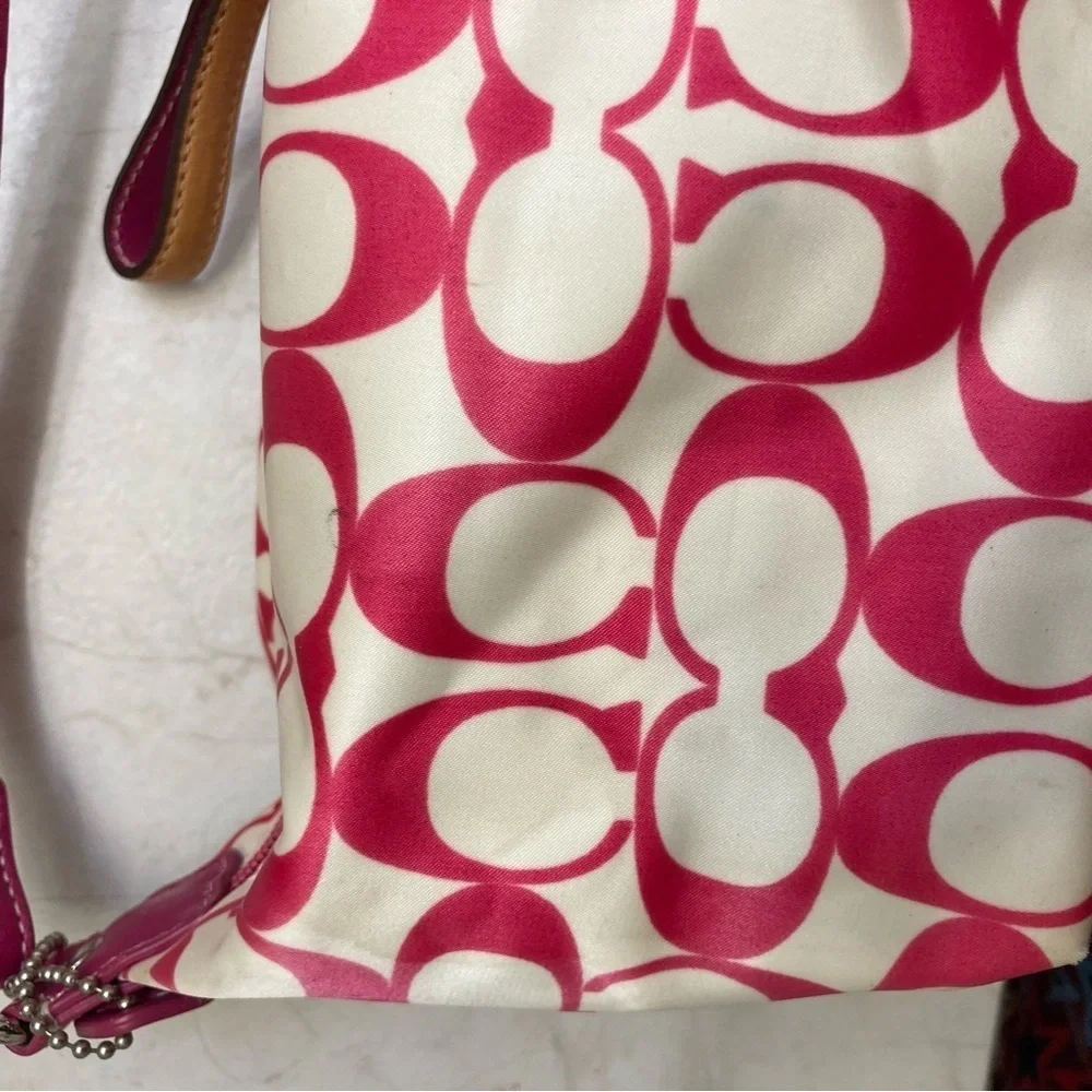 Coach vintage y2k white and pink signature satin mini bag